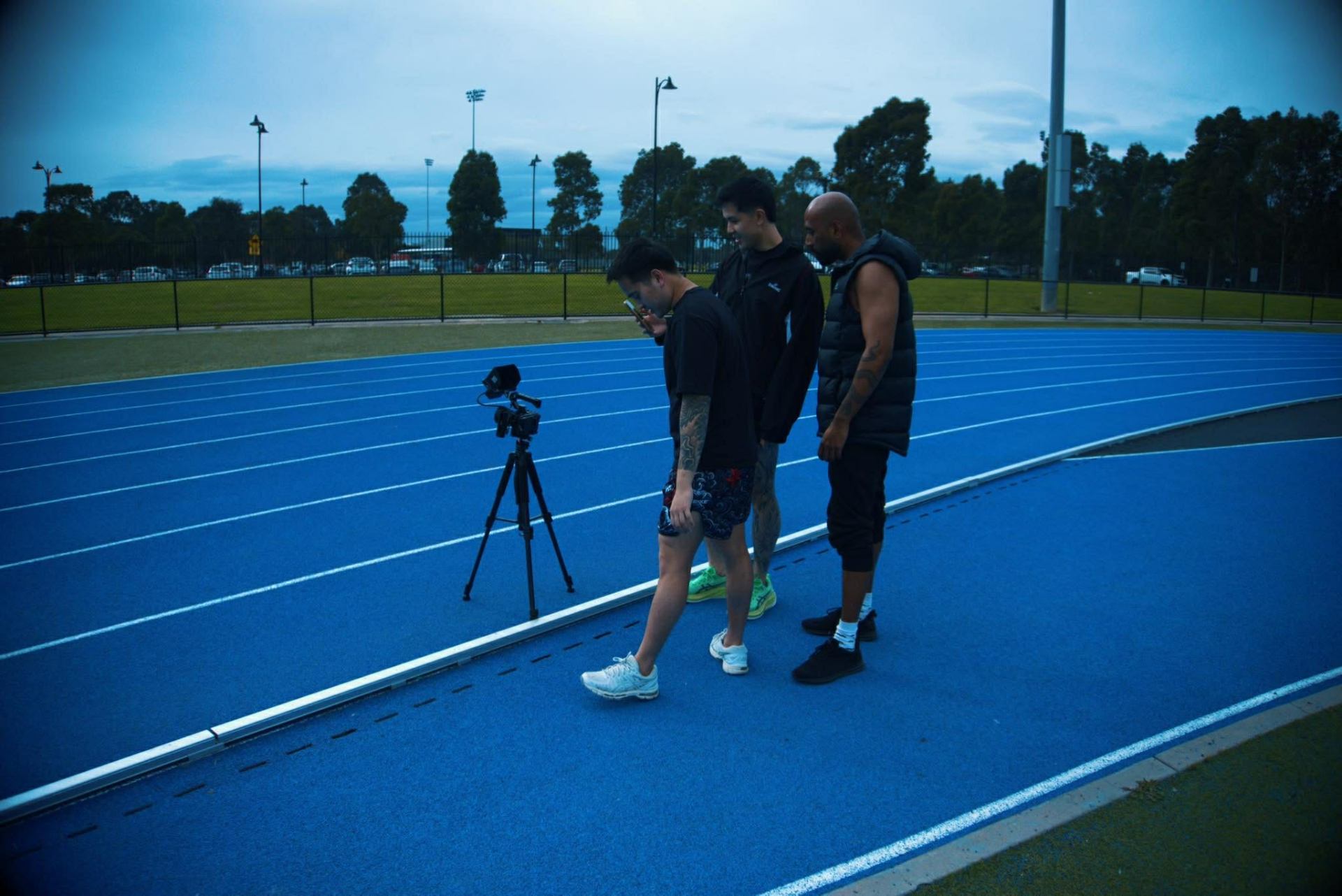 The Stryke crew on the track at dawn